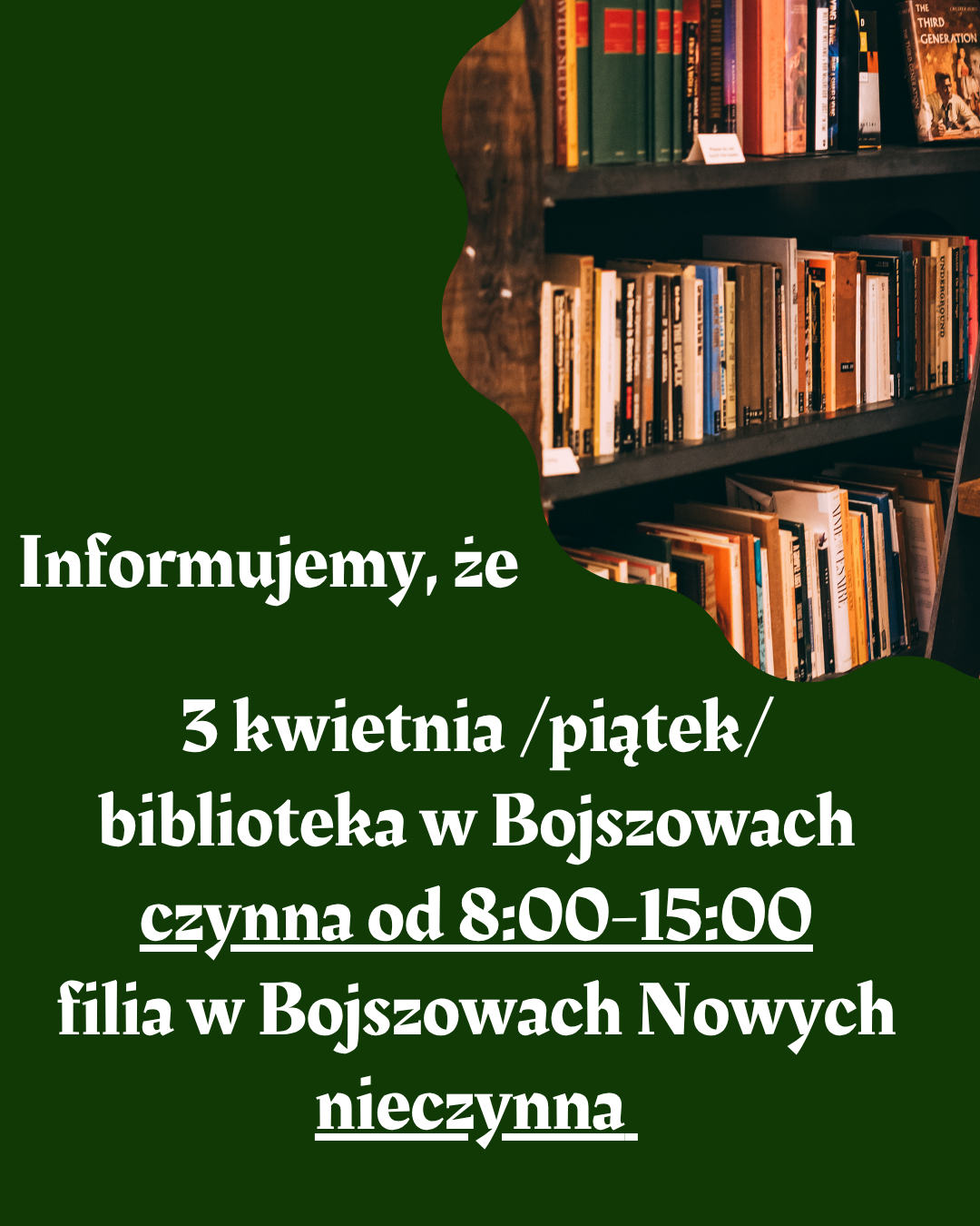 UWAGA – zmiana godzin wypożyczeń w Wielki Piątek!
