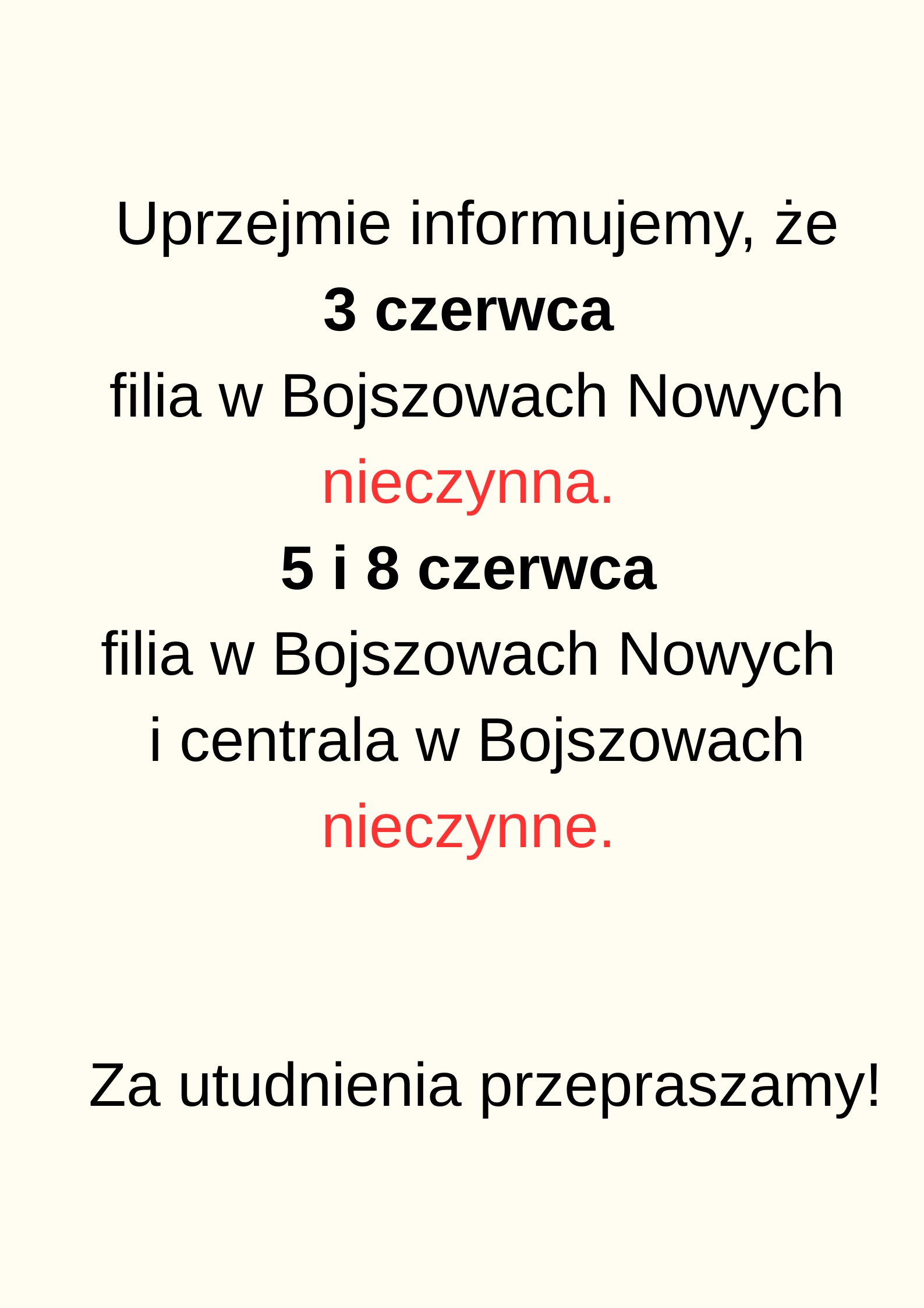 BIBLIOTEKI NIECZYNNE-SPRAWDŹ KIEDY?